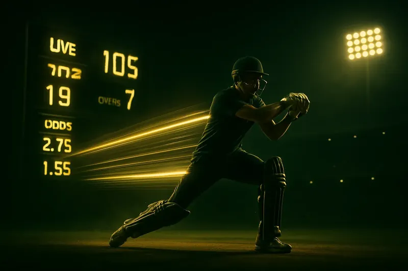 Dynamic Cricket Action Cricket athlete in motion with neon speed trail in stadium
